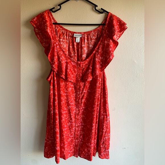 AVA & VIV Plus Ruffle Cap Sleeve Tank Top Blouse Button Down Size 2X - Picture 3 of 9